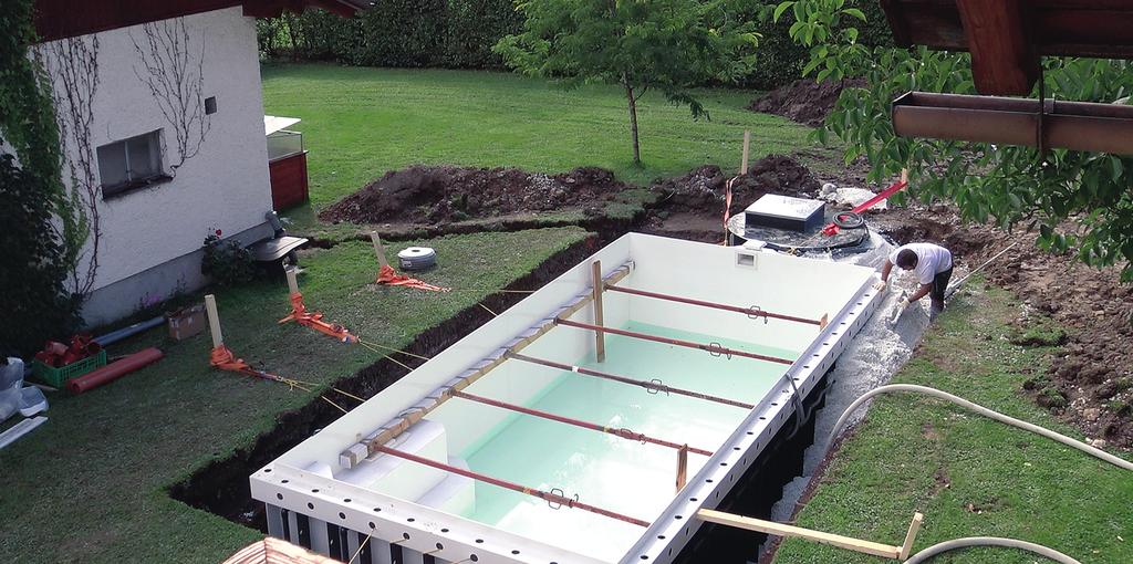 Mit ThermoWhite Pool Boden ist keine Betonplatte notwendig.