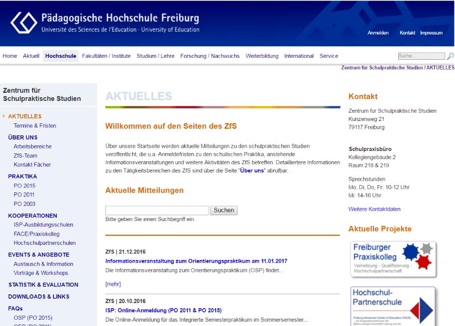 WEITERE HINWEISE & INFORMATIONEN Homepage http://www.ph-freiburg.