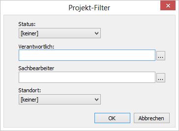 Klient / Fall - Ansicht Filter Filter in der Projektliste setzen In der Projekt- und Adressliste können persönliche Benutzerfilter gesetzt werden.