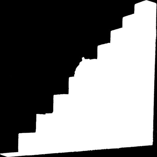 Am Anfang des Treppenaufbaus liegt ein flaches Plättchen.