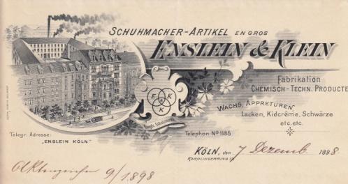 Los 323 Ausruf: 19 Köln, 1898: Enslein & Klein, Schuhmacherartikel Abb.