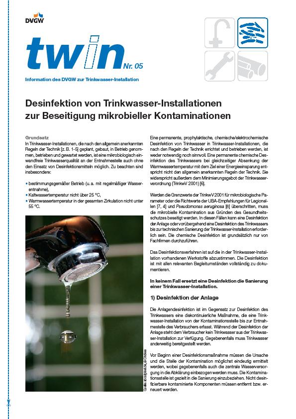 Eine permanente, prophylaktische, chemische/elektrochemische Desinfektion von Trinkwasser in Trinkwasser-Installationen, die nach den Regeln der Technik errichtet und betrieben werden, ist weder