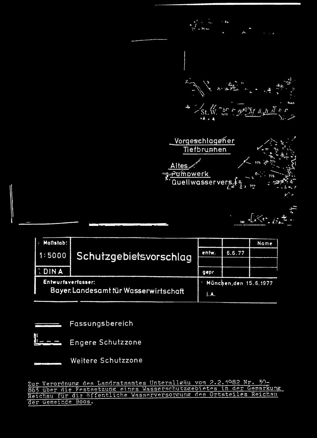 6.77 1 D I N A Entwurfsverfasser: Bayer. Landesamt für Wasserwirtschaft gepr ' München,den 15.6.1977 i.a. Fassungsbereich L ü Engere Weitere Zur Verordnung des Landratsamtes Unterallgäu vom 2.