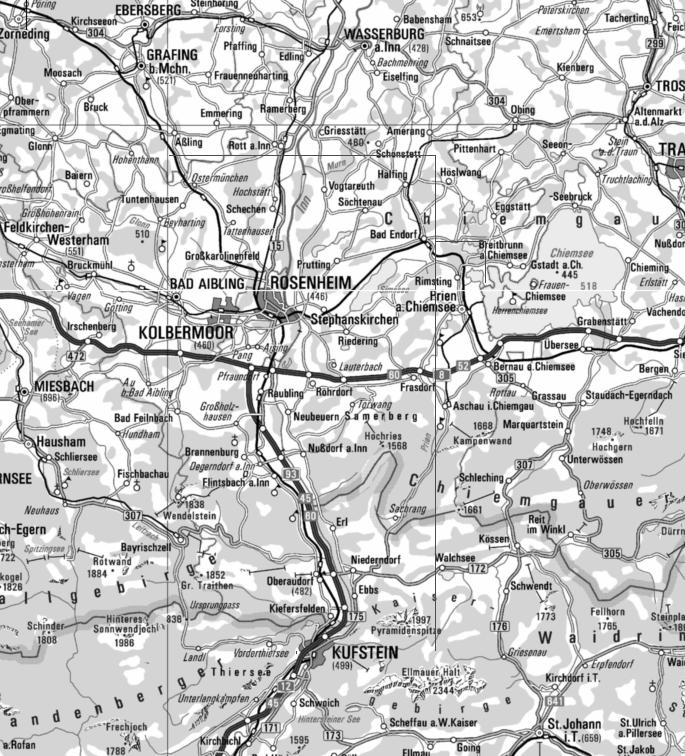 Grobtrassen-Entwicklung Beispiele bereits gesammelter Vorschläge aus der Region Trassenvorschlag: Trassenverlauf nach Osten verlegt (zwischen Simssee und Chiemsee) Anschluss