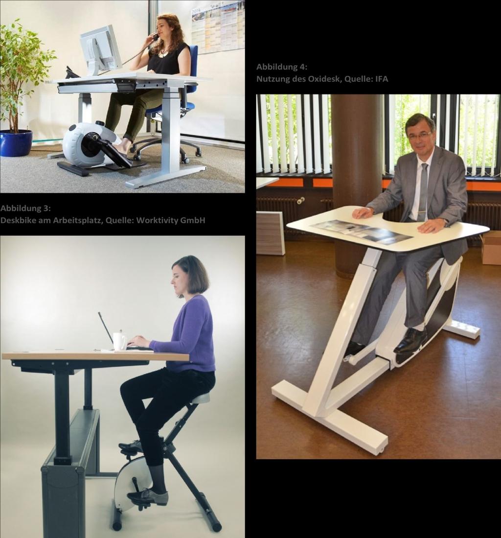 Deskbike Das Deskbike (DB) ist ein mobiles Fahrradergometer (Abbildung 3) der niederländischen Firma Worktrainer. Die Beinbewegung verläuft aufgrund der aufrechten Sitzposition in vertikaler Richtung.
