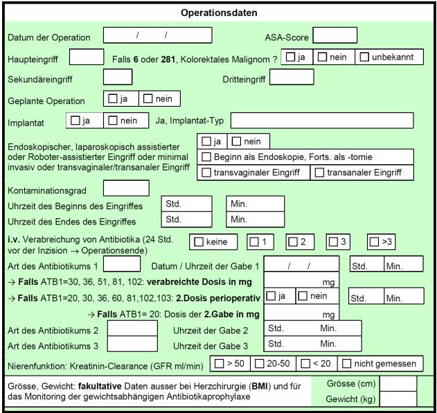 CRF: Daten zur Operation SSI-module 91 Dokument 1, Seite 12
