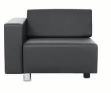 A set of end parts, middle sections, corner elements as well as side tables creates individual seating configurations.