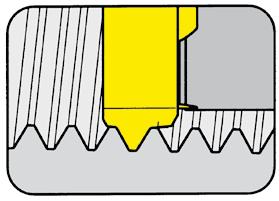 GEWINDEDREEN (innen) Vollprofil TREADING (internal) Full profile SNEIDPLATTE INSERT e Gang pro Zoll Thread per inch 14 / 18 / 27 e B Gewinde NPT Thread NPT Gang/Zoll Threads per Inch E s f a d D min