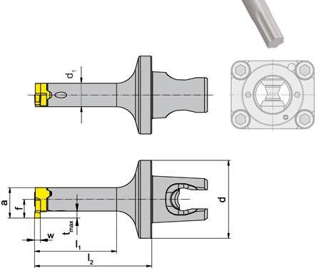 EINSTEDREEN (innen) Ø 8,0 mm GROOVING (internal) KLEMMALTER TOOLOLDER e BKM mit innerer Kühlmittelzufuhr with through coolant supply 8,0 mm für Schneidplatte for use with Insert e S System Kennametal