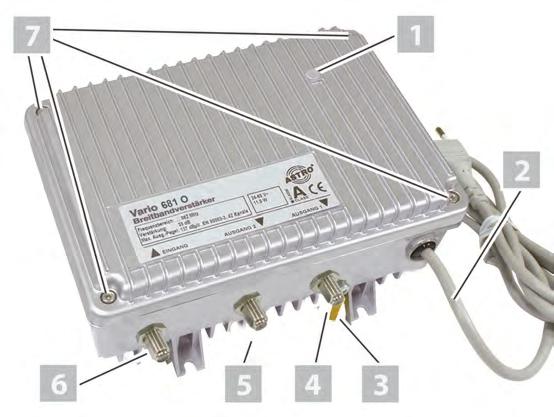 Gerätebeschreibung Gerätebeschreibung Im Lieferumfang befinden sich folgende Teile: Breitbandverstärker VARIO 681 O, bzw.