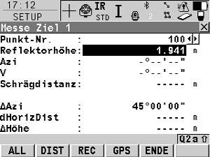 SETUP Messe Ziel Siehe Beschreibung der Softkeys zu Angaben und Funktion der Softkeys.