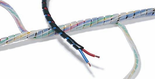 Schutzschläuche und Kabelbündelhalter Spiralschläuche SBPE, SBPEFR, SBPA, SBPAV0 und SBPTFE Spiralschläuche können aufgrund ihrer Wendelstruktur auch um bereits montierte Kabel gewickelt werden.