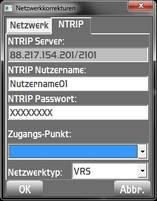 NTRIP Username und Passwort: Die erforderlichen NTRIP Zugangsdaten erhalten Sie nach Ihrer Anmeldung per E-Mail.