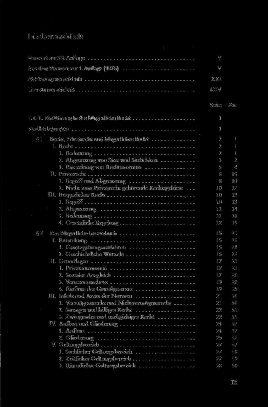 Vorwort zur 33. Auflage Aus dem Vorwort zur 1. Auflage (1976) Abkürzungsverzeichnis Literaturverzeichnis V V XXI XXV I.Teil.