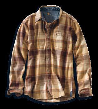 Accessories TOPS Hubbard Plaid Slim Shirt 100087 8-ounce / 271-gram, 100% cotton ring-spun flannel Washed for extra softness Spread collar with button closure Carhartt