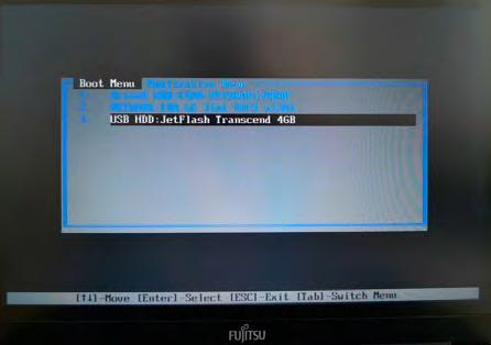 Fujitsu-Siemens Gehen Sie mit den Pfeiltasten auf "USB HDD: JetFlash Transcend x GB". Bestätigen Sie mit der Enter-Taste. 5.2.