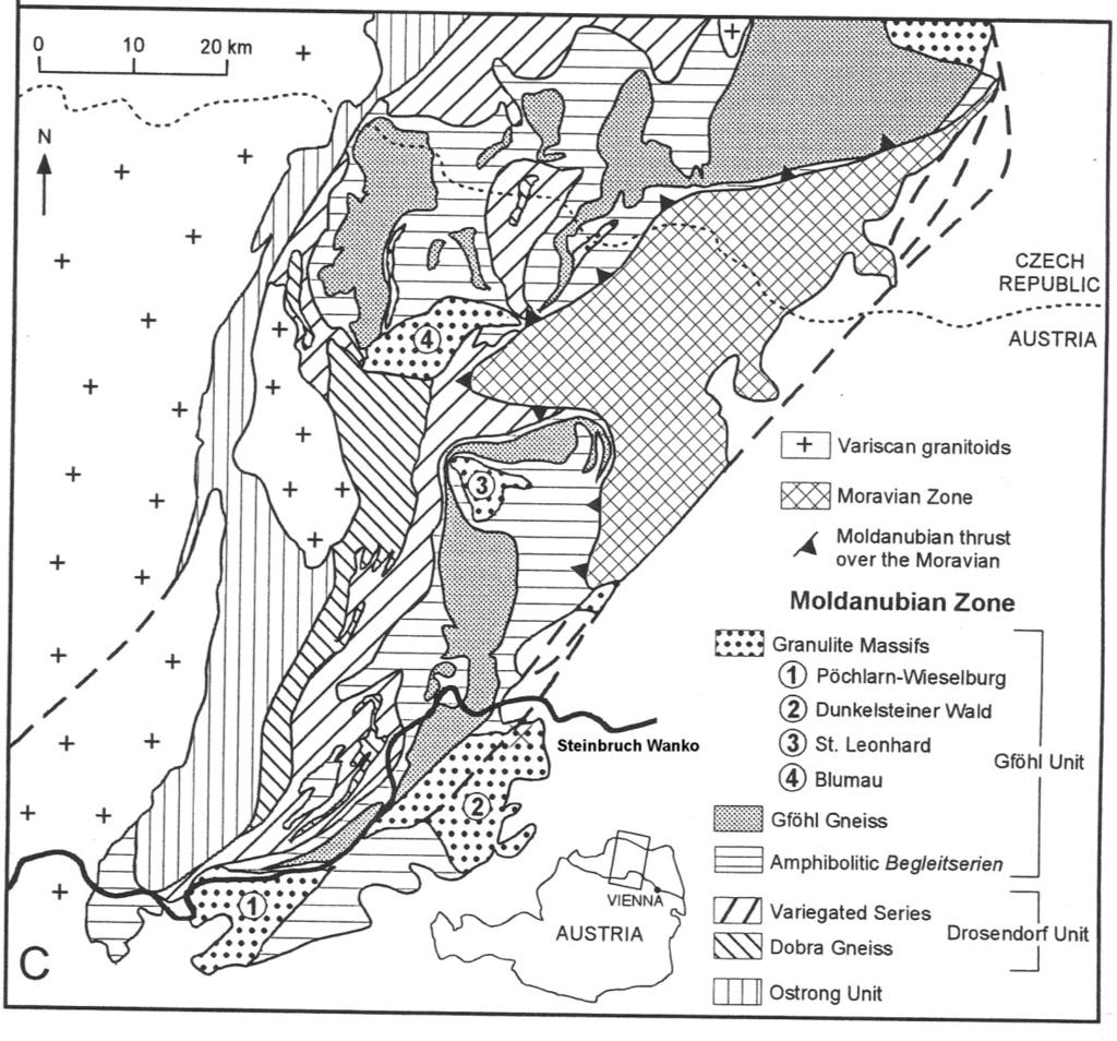 Geologischer Überblick 17 Abbildung 2: Vereinfachte geologische Übersichtskarte des österreichischen Moldanubikums, verändert nach COOKE (2000), hauptsächlich nach FUCHS & SCHARBERT (1979).
