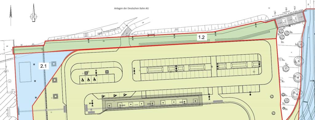 Umbau Bahnhof Cottbus Bautenstand 6 Taxi, K&R PP und Kurzzeit PP Bautenstand: offen: Pflasterarbeiten