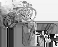 Stauraum 75 6. Beide Reifen des vierten Fahrrads mit Spannbändern zusätzlich an den Radaufnahmen sichern.