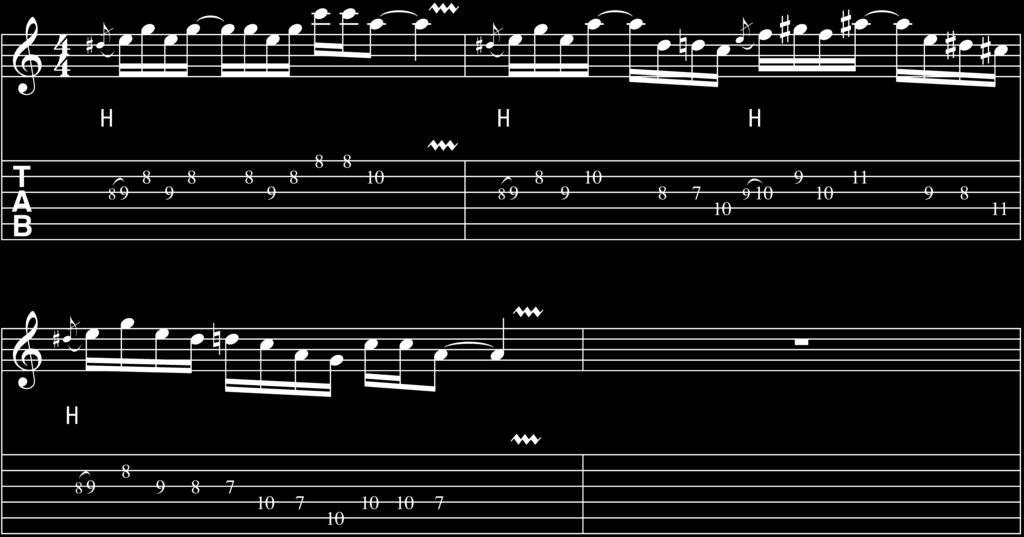 Kapitel 10: Modales Spiel G-Moll-Pentatonik III A Blues-Tonleiter +3 II Beispiel 3: Blues-Lick einen Halbton nach oben verschoben und zurück 55 Verwendung