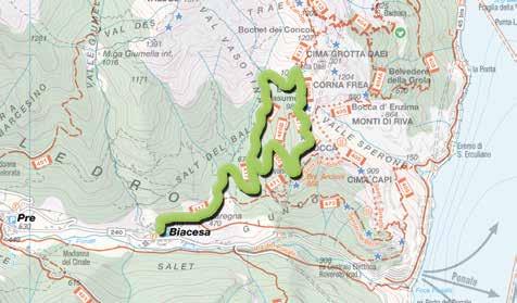 46 S. Giovanni - Cima Rocca RIVA DEL GARDA - BIACESA Sentiero CAI/SAT 417/460/471a h. 2 andata Hinweg uphill mt.