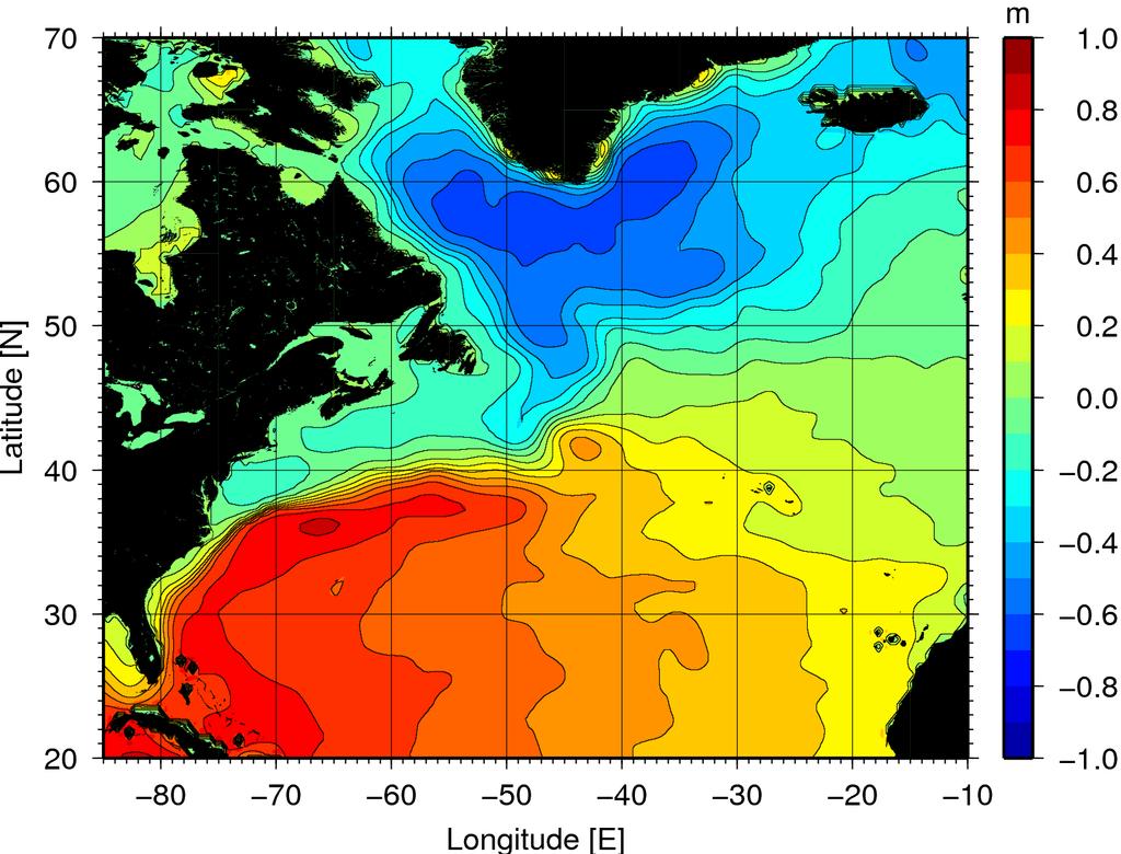 Zusammenspiel von Geometrie und Gravimetrie Mittlere dynamische Meerestopographie im Nordatlantik (aus