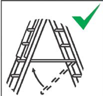 Sicherheit Verwenden Sie die Leiter nur mit angebrachter Rückhaltevorrichtung (Sperrstange). Stehleitern dürfen nicht als Anlegeleitern verwendet werden, es sei denn, sie sind dafür ausgelegt.