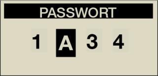 Drücken Sie und es öffnet sich die Einstellung PASSWORT. Geben Sie das aktuelle PASSWORT ein und drücken Sie. (Das voreingestellte Passwort lautet 1234.