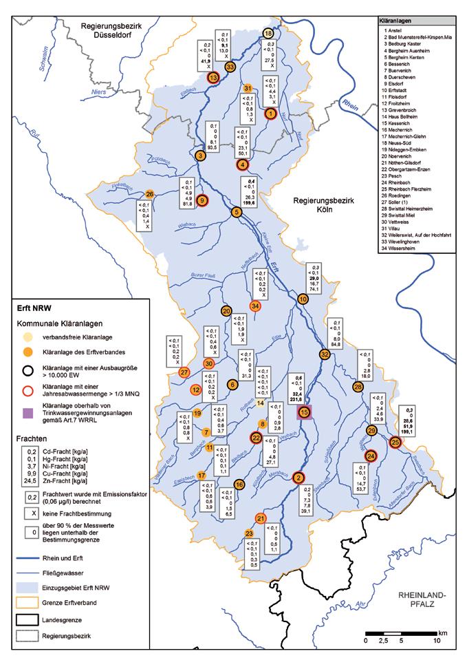 345 Abwasserbelastungen in den Teileinzugsgebieten in Nordrhein-Westfalen