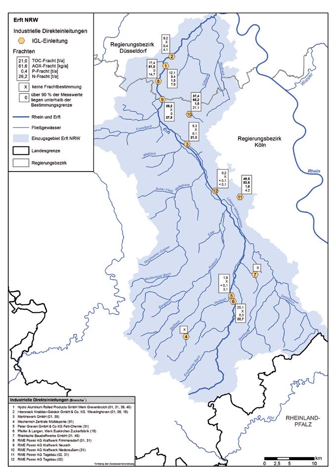 352 Abwasserbelastungen in den Teileinzugsgebieten in Nordrhein-Westfalen Kapitel 12 Karte 12.