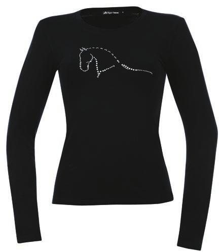 1 Equit M, langärmeliges Jersey T-Shirt EQUI-THÈME Jump Strass T-Shirt, lange Ärmel Aus Jersey Baumwolle (98 % Baumwolle, 2 %