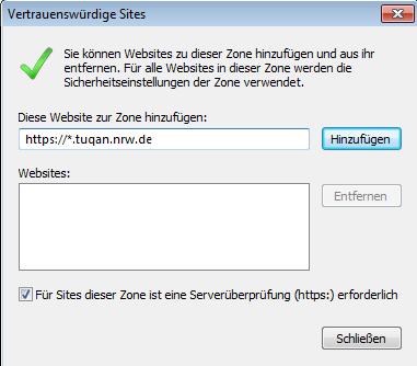 Sicherheit: 3. Tragen Sie https://*.tuqan.nrw.