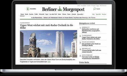 www.morgenpost.de/agb. Vermarkter der Berliner Morgenpost ist MCB MEDIA CHECKPOINT Berlin GmbH, ein Tochterunternehmen der Berliner Morgenpost. Alle Preise zzgl. Ust. 5% Agenturprovision bzw.