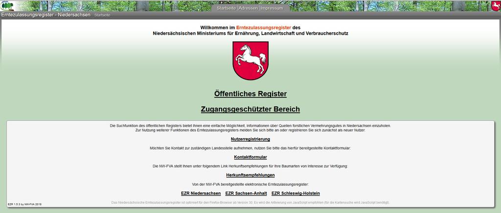 eigene Ressourcen Weiß-Tannen-Saatgutbestände in Niedersachsen Registernummer Herkunft red.