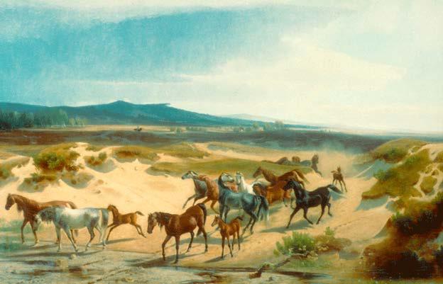 Vergangenheit! Zukunft? Senner Pferde des Fürstlichen Gestüts in Lopshorn (Ölgemälde von Carl Rötteken und Gustav Quentell um 1850, Lippisches Landesmuseum, http://www.