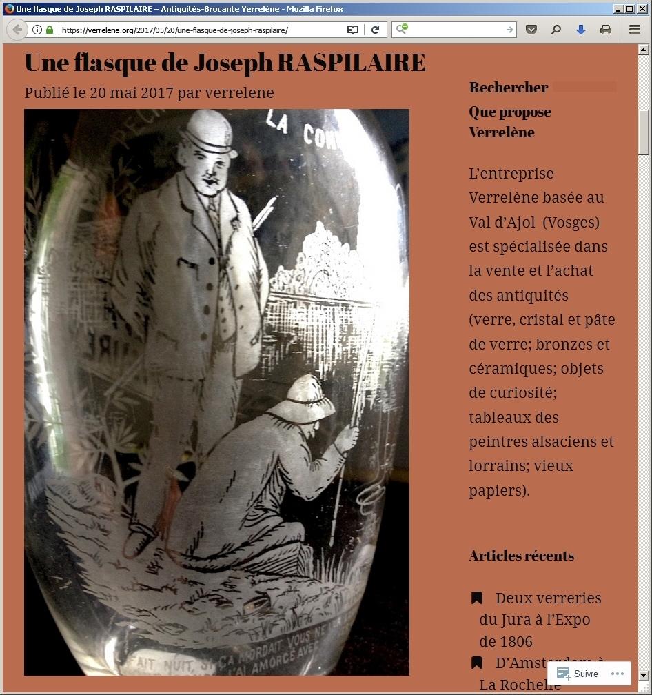Pressglas-Korrespondenz 2018-1 SG November 2018 Eine Flasche von Joseph Raspilaire / Une flasque de Joseph Raspilaire https://verrelene.