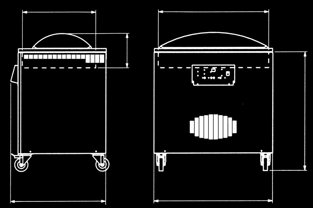 contrôle automatique du vide Couvercle bombé Planches en polyéthylène Deux bars de soudure (à L) Kammer ganz aus rostfreiem Stahl Elektronische Vakuumkontrolle Gewölbter Deckel Set Polythenplatten