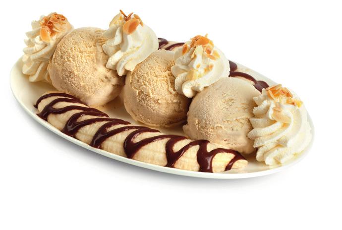 BANANA SPLIT The classic among the coupes: vanilla ice cream between two