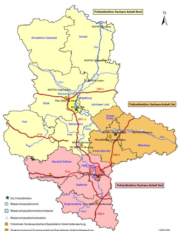 der kriminalgeografische Raum Sachsen-Anhalt 20.446 km² ca. 2.245.