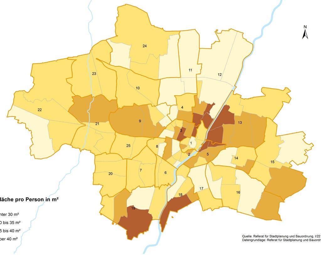 1.3 Wohnfläche pro Person Durchschnittlich verfügte jede Person in der Landeshauptstadt München im Jahr 2016 über knapp 39 Quadratmeter (m²) Wohnfläche.