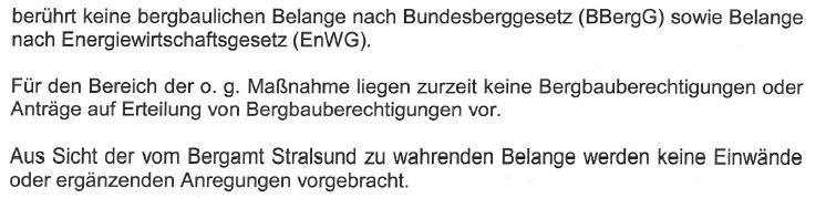 1 2 3 4 5 Stellungnehmender/ Datum Herr Olaf Blietz, Bergamt Stralsund Kapitel, Seite Stellungnahme (Originaltext) Ergebnis Begründung Kenntnisnahme Herr Bernhard Holz, Gemeinde