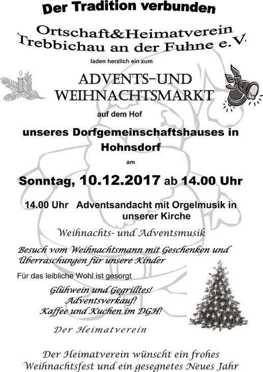 Unser Weihnachtsmarkt findet am Samstag, dem 25.11.2017 ab 15:00 Uhr an der neuen Schule Wörbzig statt.