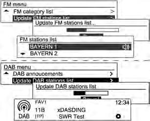 102 Infotainment System Die FM category list oder DAB category list (FM-/DAB-Kategorienliste) wird angezeigt.