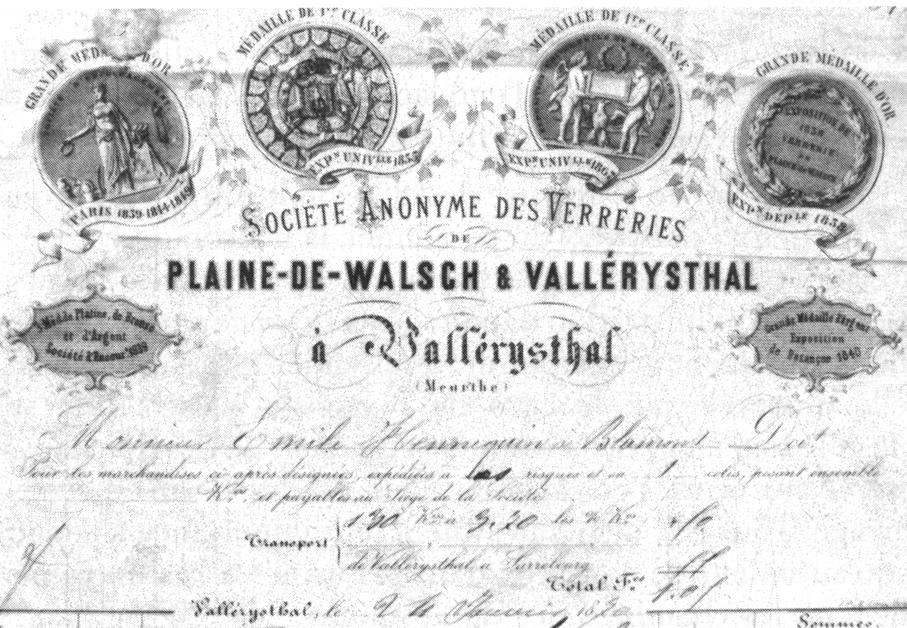 Sarrebourg, Sarrebourg 1988, S. 124 Abb. 2012-2/63-002 Plaine-de-Walsch & Vallérysthal, Frankreich, Briefkopf um 1868 (1870?