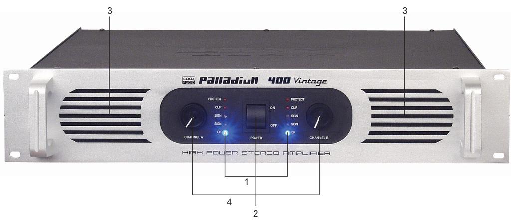 GERÄTEBESCHREIBUNG Features Der Palladium Vintage ist ein Verstärker von DAP Audio. Es gibt 7 verschiedene Verstärker P-400, P-500, P-700, P-900, P-1200, P-1600, P-2000.