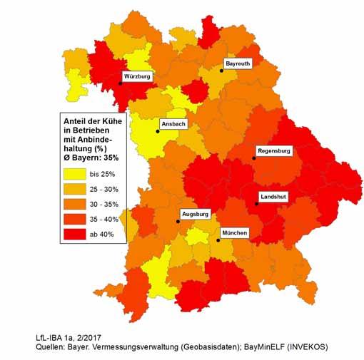 Schwerpunkte Anbindehaltung Bayern Anbindehaltung Bayern (Abschätzung*) 60 % der Betriebe (~19.