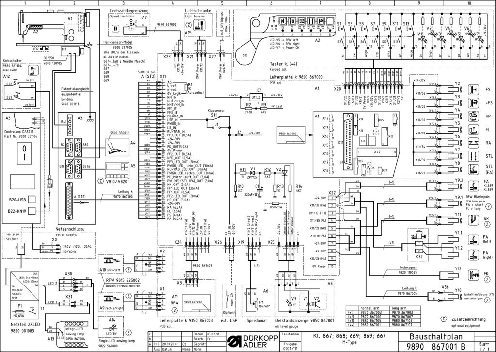 f Controlbox DA32G Part No. 9800 3304 rn D B20-U5B D B-KN9 Dr '90-40'!- 5060Hz : ' ' ' ' i i xo Potentialausgleich equipotential bonding 9870 003 @ A IST2 --<-. Netzanschluss: power supply, bn L L!