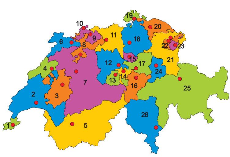 Kantone der Schweiz Suche die Kantone in der Livemap Switzerland. Die roten Punkte kennzeichnen die Hauptstädte des jeweiligen Kantons. Versuche möglichst viele Kantone in die Legende einzutragen!