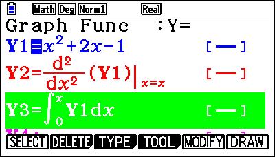 werden können. Gib die Funktion y=x 2 +2x-1 ein.