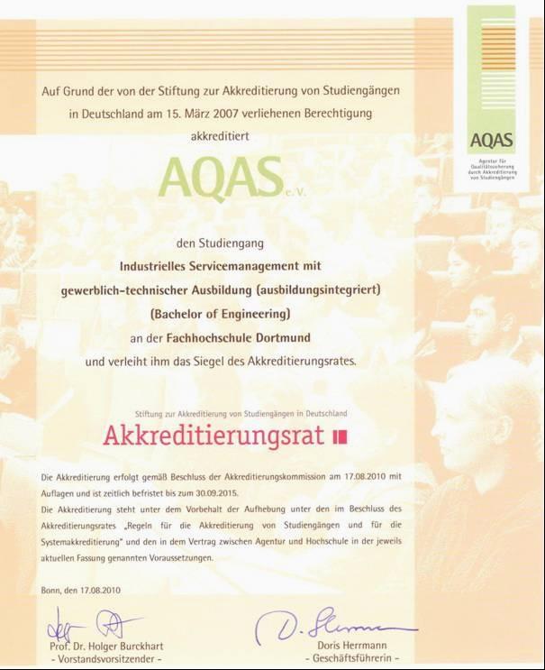 ISM - Akkreditierung Agentur AQAS Agentur für Qualitätssicherung durch Akkreditierung von Studiengängen